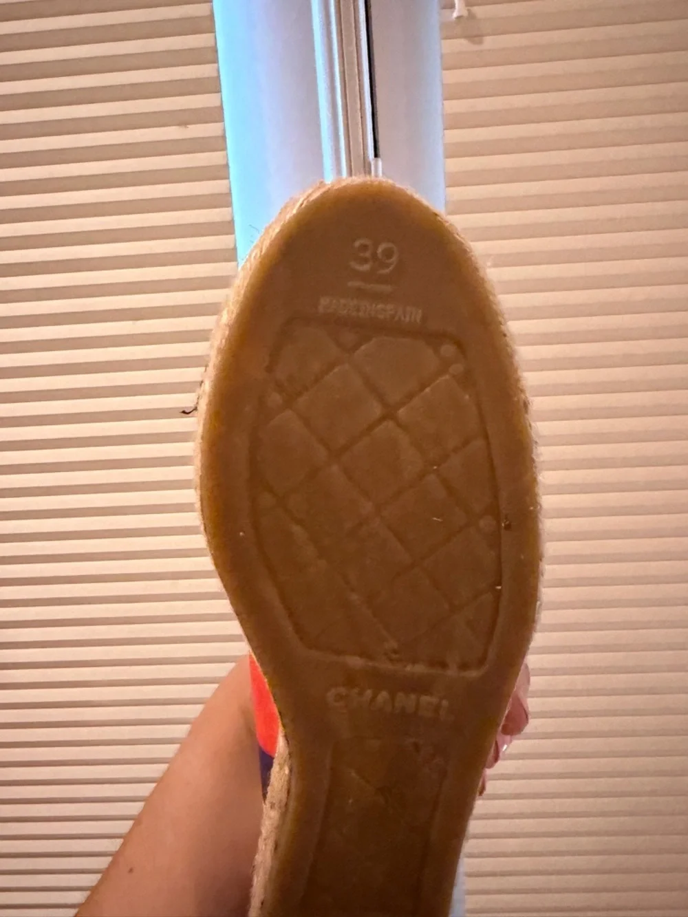 Authentic Chanel Multicolor Fabric Espadrilles Patent Black Toe Flat Size 39 - Picture 14 of 14